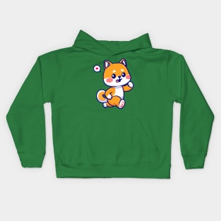 Cute Shiba Inu Dog Running Cartoon Kids Hoodie